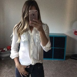 Flower-detailed button down blouse